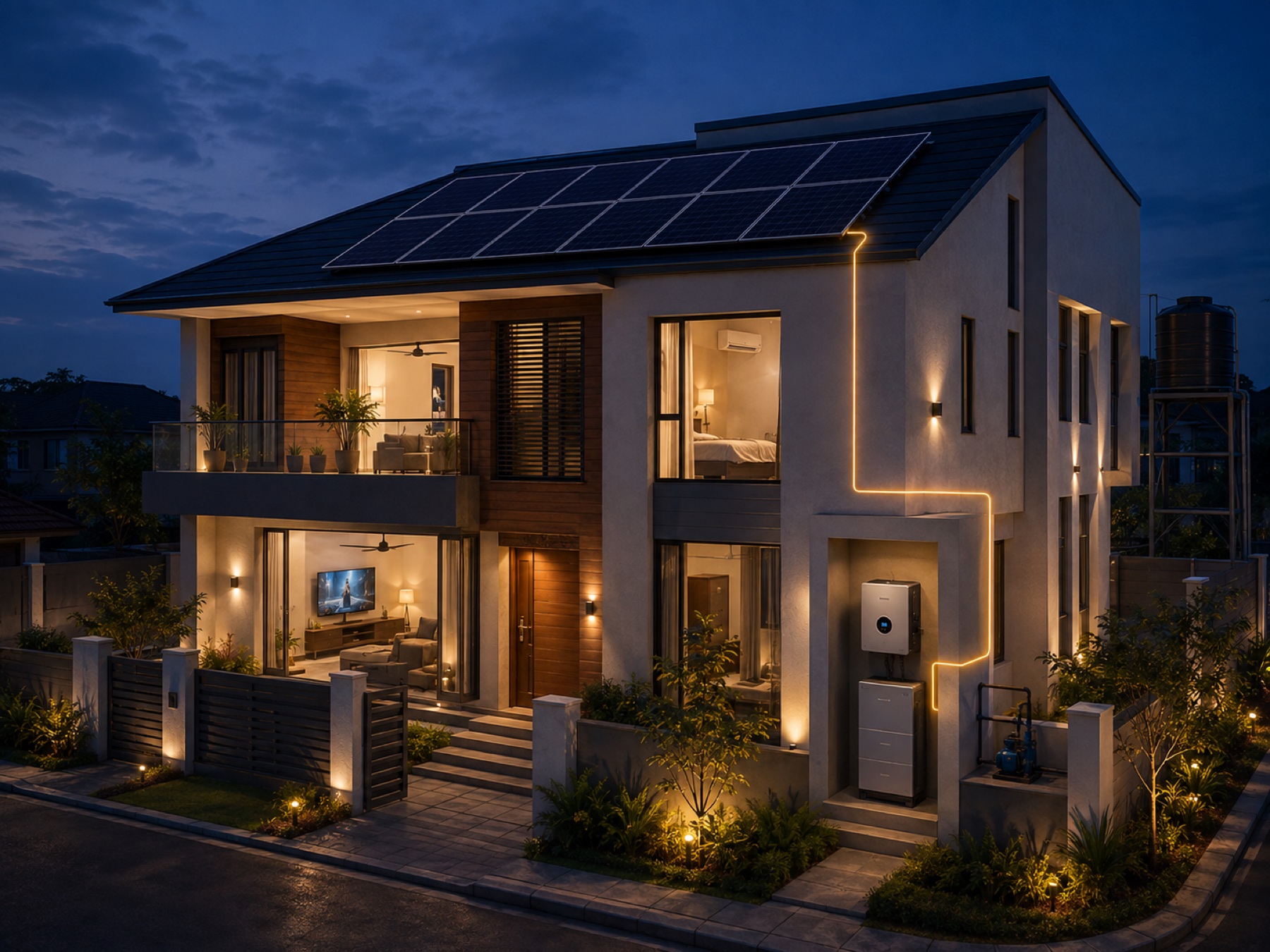 A modern Nigerian home powered by rooftop solar and energy storage