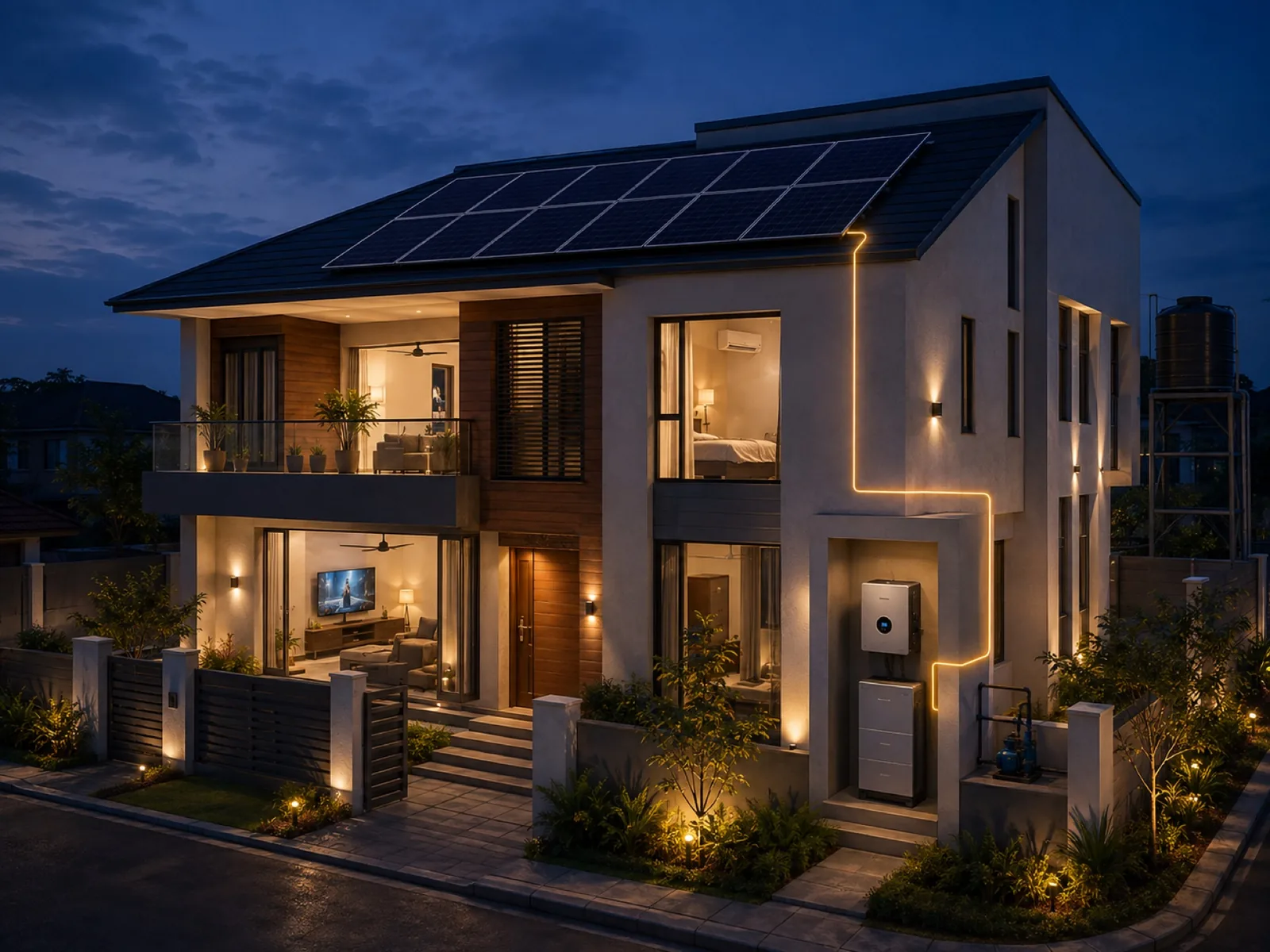 A modern Nigerian home powered by rooftop solar and energy storage