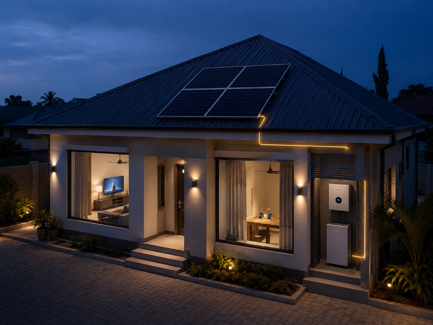 A CiscoVolt-ready solar home at dusk